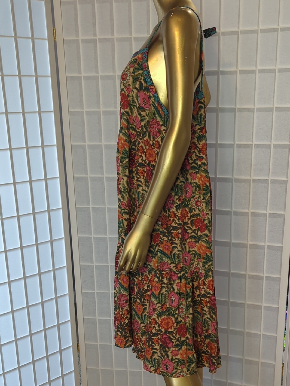 NATURAL LIFE Maddie Cream Floral Tank Dress with Pink & Orange Blooms - Picture 7 of 9